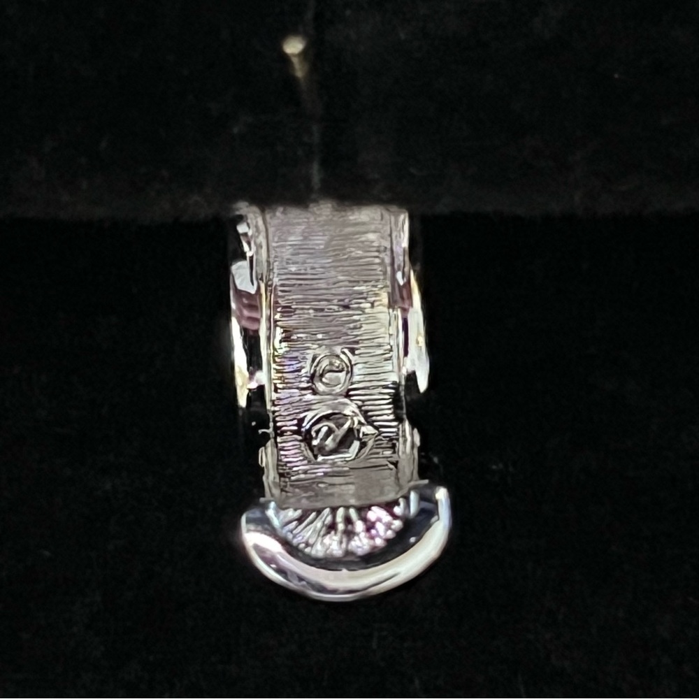 Swarovski Crystal Half Hoop Swan Sign Earrings - Picture 2 of 2